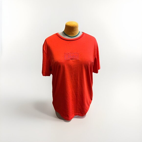 Oakley Men Red Crew Neck Tee Embroidered Logo Short Sleeve Shirt, 2XL, T-shirt - Picture 1 of 6